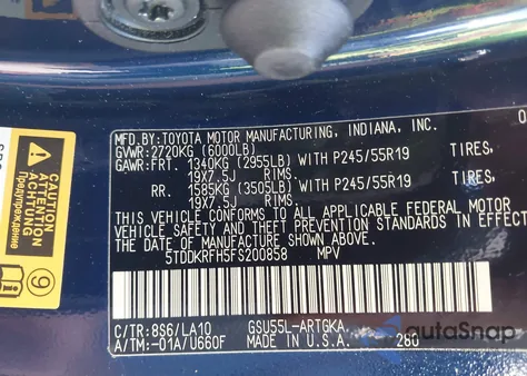 2015 Toyota Highlander Limited V6 from USA, damaged, VIN 5TDDKRFH5FS200858